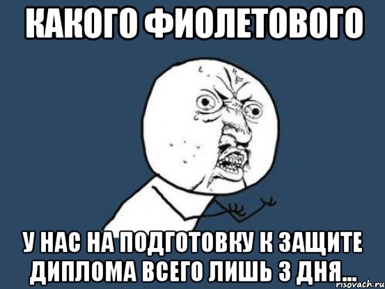 Какого фиолетового у нас на подготовку к защите диплома всего лишь 3 дня..., Мем Ну почему