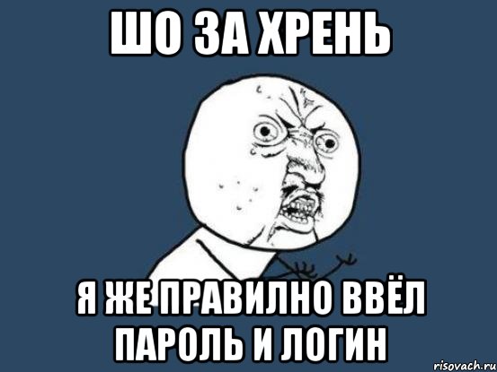 шо за хрень я же правилно ввёл пароль и логин, Мем Ну почему