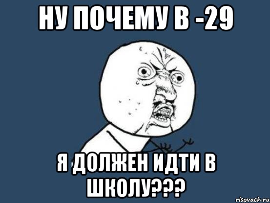 ну почему в -29 я должен идти в школу???, Мем Ну почему