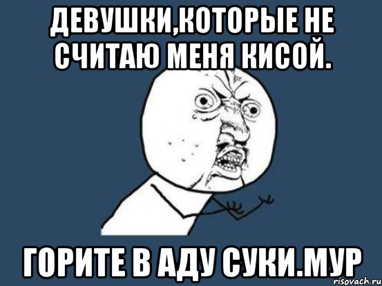 девушки,которые не считаю меня кисой. горите в аду суки.мур, Мем Ну почему