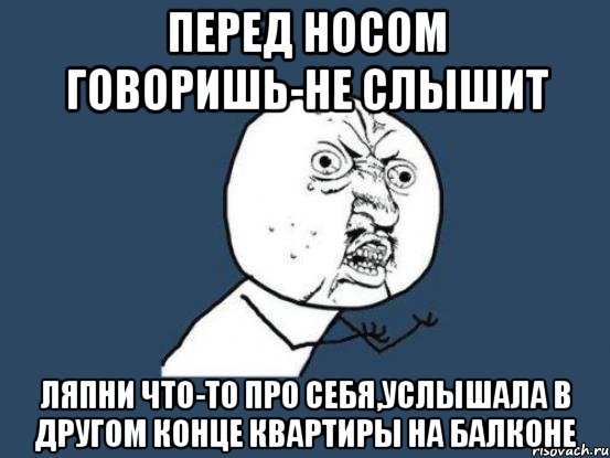 перед носом говоришь-не слышит ляпни что-то про себя,услышала в другом конце квартиры на балконе, Мем Ну почему