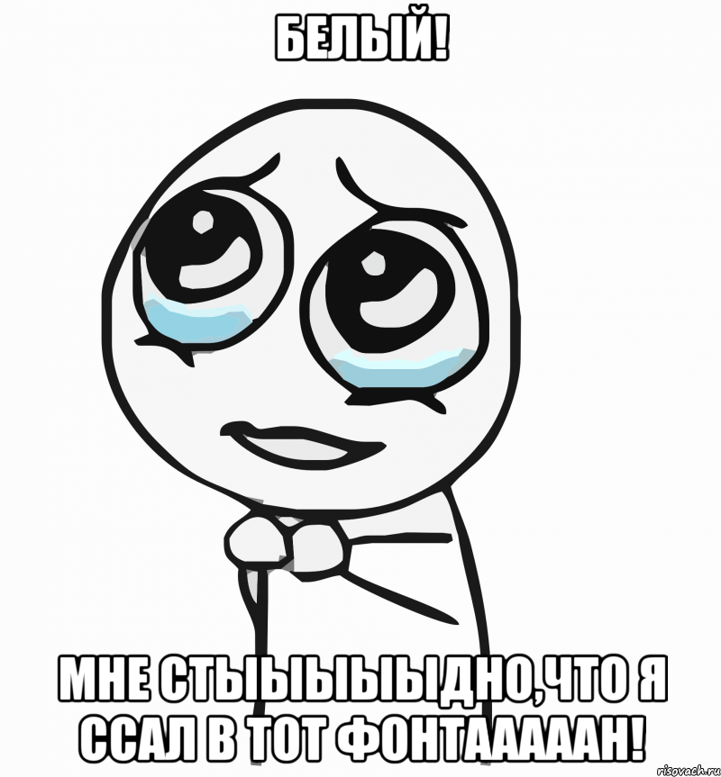 Белый! Мне стыыыыыдно,что я ссал в тот фонтааааан!, Мем  ну пожалуйста (please)