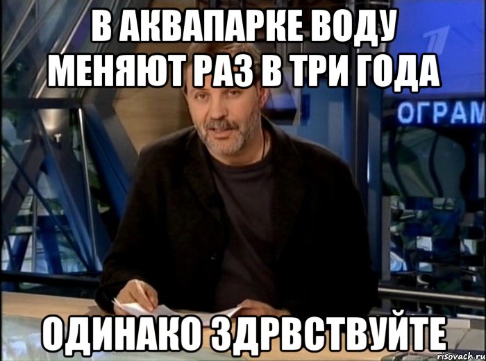 В аквапарке воду меняют раз в три года Одинако здрвствуйте, Мем Однако Здравствуйте