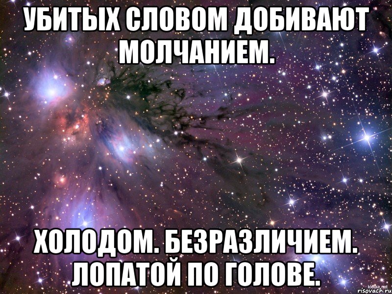 Убитых словом добивают молчанием. Холодом. Безразличием. Лопатой по голове., Мем Космос