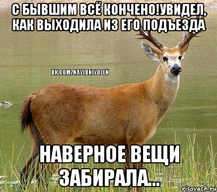 с бывшим всё кончено!увидел, как выходила из его подъезда наверное вещи забирала...