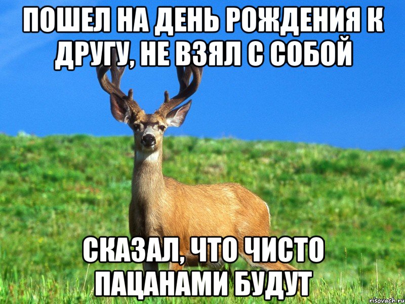 пошел на день рождения к другу, не взял с собой сказал, что чисто пацанами будут