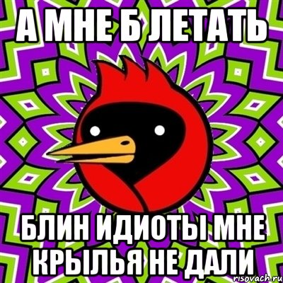 А МНЕ Б ЛЕТАТЬ блин идиоты мне крылья не дали, Мем Омская птица