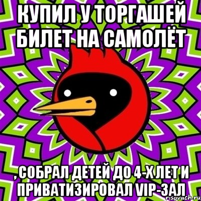 купил у торгашей билет на самолёт , собрал детей до 4-х лет и приватизировал VIP-зал, Мем Омская птица