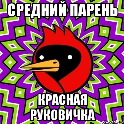 средний парень красная руковичка, Мем Омская птица