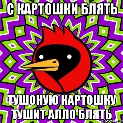 С КАРТОШКИ БЛЯТЬ ТУШОНУЮ КАРТОШКУ ТУШИТ АЛЛО БЛЯТЬ, Мем Омская птица