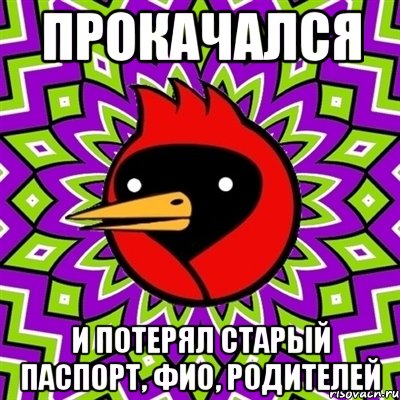 прокачался и потерял старый паспорт, ФИО, родителей, Мем Омская птица