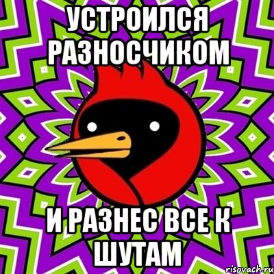 Устроился разносчиком И разнес все к шутам, Мем Омская птица