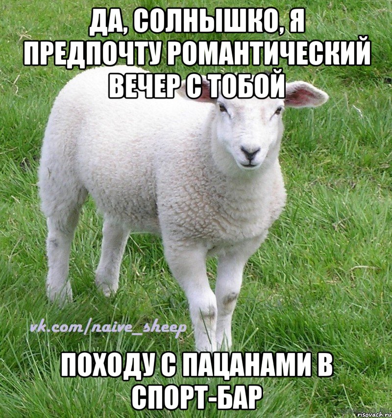 да, солнышко, я предпочту романтический вечер с тобой походу с пацанами в спорт-бар