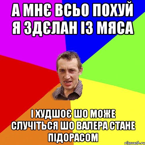 А мнє всьо похуй я здєлан із мяса і худшоє шо може случіться шо валера стане підорасом, Мем Чоткий паца