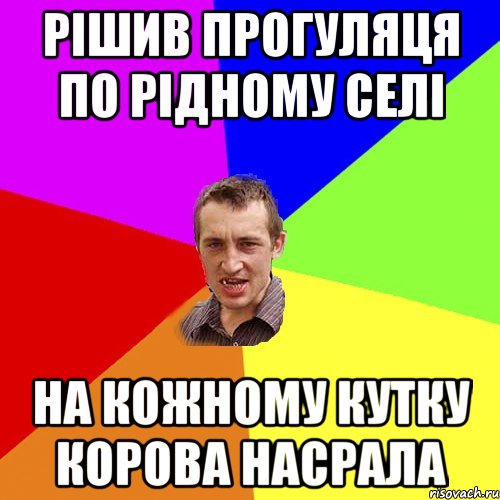 РІШИВ ПРОГУЛЯЦЯ ПО РІДНОМУ СЕЛІ НА КОЖНОМУ КУТКУ КОРОВА НАСРАЛА, Мем Чоткий паца