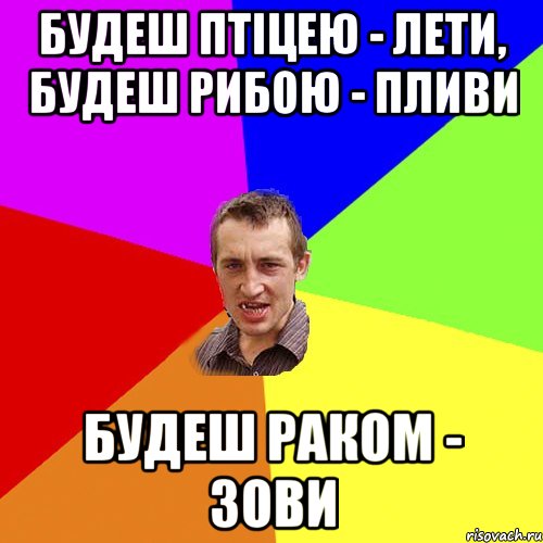 Будеш птіцею - лети, будеш рибою - пливи Будеш раком - зови, Мем Чоткий паца