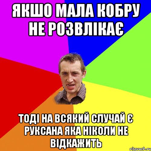 Якшо мала кобру не розвлікає тоді на всякий случай є Руксана яка ніколи не відкажить, Мем Чоткий паца