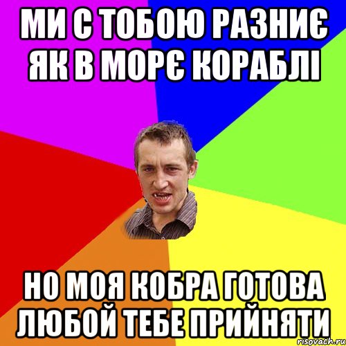 ми с тобою разниє як в морє кораблі но моя кобра готова любой тебе прийняти, Мем Чоткий паца