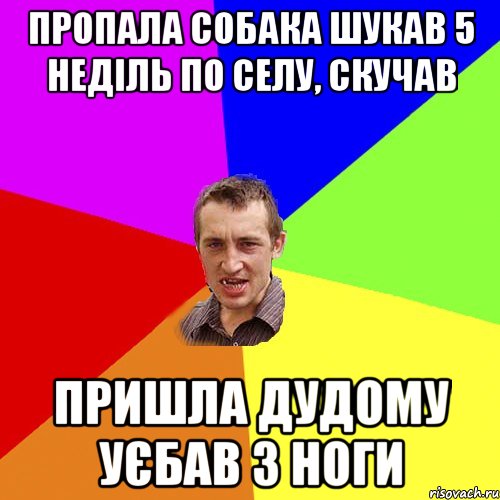 ПРОПАЛА СОБАКА ШУКАВ 5 НЕДІЛЬ ПО СЕЛУ, СКУЧАВ ПРИШЛА ДУДОМУ УЄБАВ З НОГИ, Мем Чоткий паца