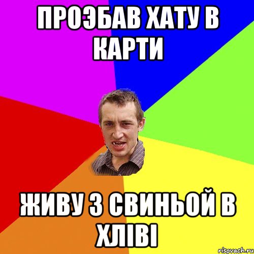 ПРОЭБАВ ХАТУ В КАРТИ ЖИВУ З СВИНЬОЙ В ХЛІВІ, Мем Чоткий паца