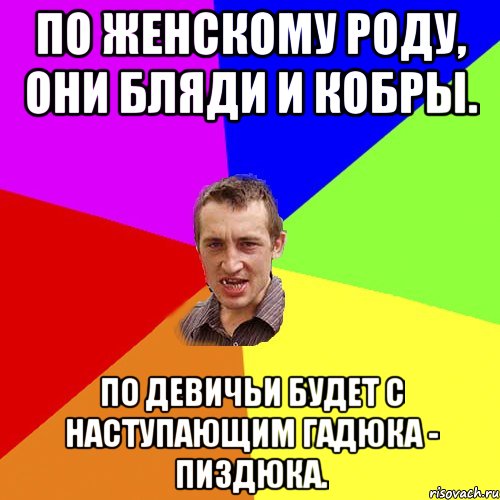 По женскому роду, они бляди и КОБРЫ. По девичьи будет с наступающим ГАДЮКА - ПИЗДЮКА., Мем Чоткий паца