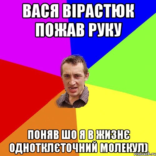 Вася Вірастюк пожав руку поняв шо я в жизнє однотклєточний молекул), Мем Чоткий паца