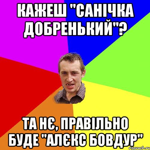 кажеш "Санічка добренький"? та нє, правільно буде "Алєкс бовдур", Мем Чоткий паца