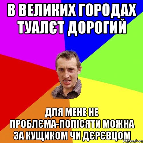 В великих городах туалєт дорогий для мене не проблєма-попісяти можна за кущиком чи дєрєвцом, Мем Чоткий паца