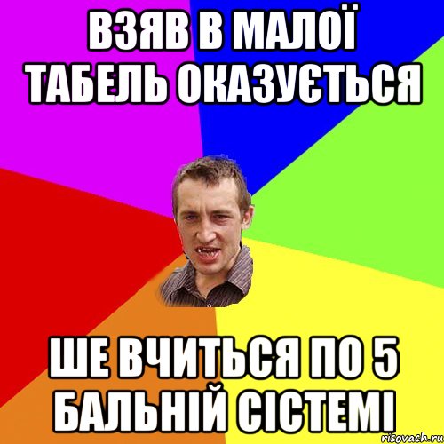 ВЗЯВ В МАЛОЇ ТАБЕЛЬ ОКАЗУЄТЬСЯ ШЕ ВЧИТЬСЯ ПО 5 БАЛЬНІЙ СІСТЕМІ, Мем Чоткий паца