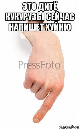 это дитё кукурузы сейчас напишет хуйню , Мем палец вниз