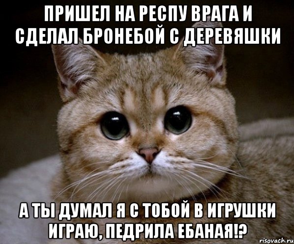 Пришел на респу врага и сделал бронебой с деревяшки А ты думал я с тобой в игрушки играю, педрила ебаная!?, Мем Пидрила Ебаная