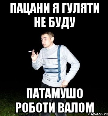 пацани я гуляти не буду патамушо роботи валом