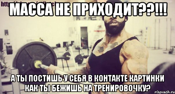 МАССА НЕ ПРИХОДИТ??!!! А ты постишь у себя в контакте картинки как ты бежишь на тренировочку?