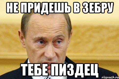 НЕ ПРИДЕШЬ В ЗЕБРУ ТЕБЕ ПИЗДЕЦ, Мем путин