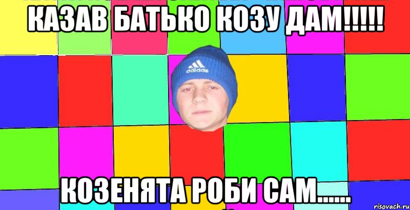 казав батько козу дам!!!!! козенята роби сам......