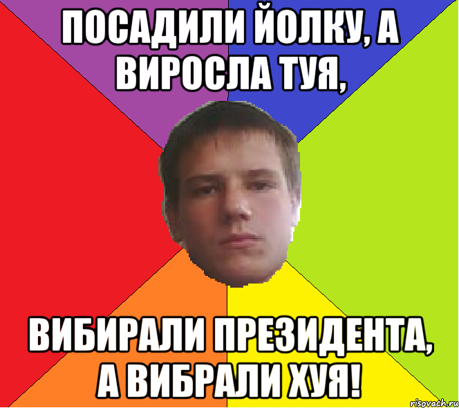 Посадили йолку, а виросла туя, вибирали президента, а вибрали хуя!