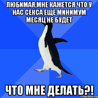 Любимая,мне кажется что у нас секса еще минимум месяц не будет ЧТО МНЕ ДЕЛАТЬ?!, Мем  Социально-неуклюжий пингвин