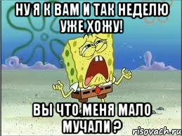 Ну я к Вам и так неделю уже хожу! Вы что меня мало мучали ?, Мем Спанч Боб плачет