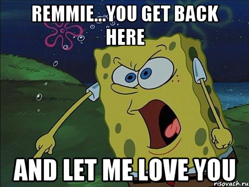 REMMIE...YOU GET BACK HERE AND LET ME LOVE YOU, Мем Спанч боб