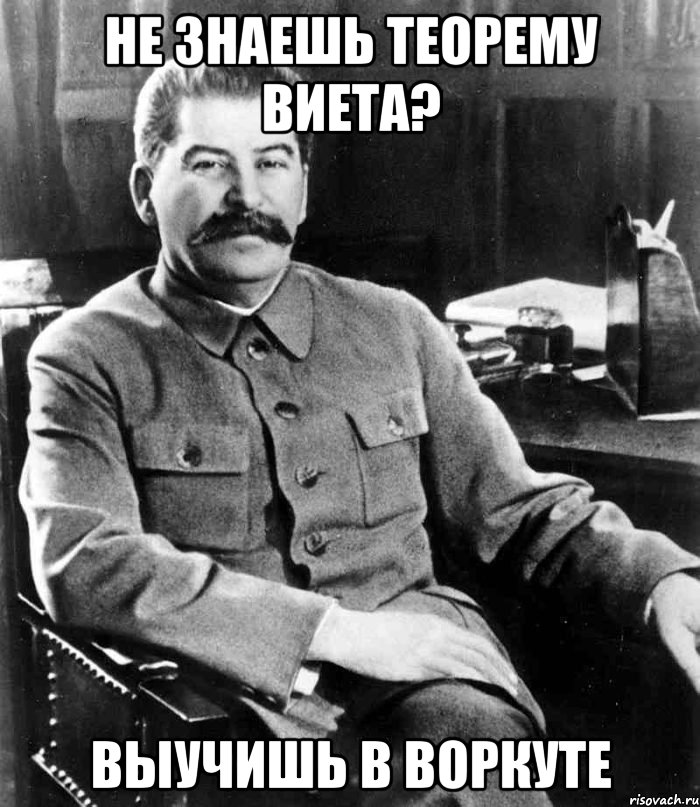 НЕ ЗНАЕШЬ ТЕОРЕМУ ВИЕТА? ВЫУЧИШЬ В ВОРКУТЕ, Мем  иосиф сталин