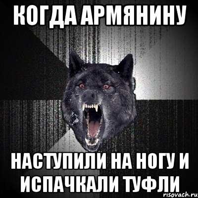 когда армянину наступили на ногу и испачкали туфли, Мем Сумасшедший волк