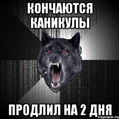 Кончаются каникулы Продлил на 2 дня, Мем Сумасшедший волк