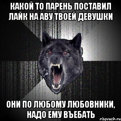 Какой то парень поставил лайк на аву твоей девушки Они по любому любовники, надо ему въебать, Мем Сумасшедший волк