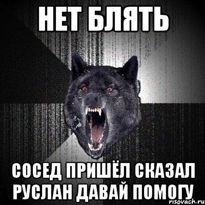 нет блять сосед пришёл сказал Руслан давай помогу, Мем Сумасшедший волк