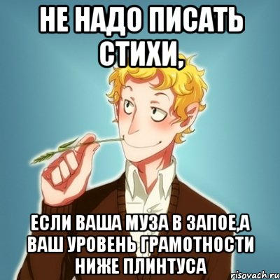 не надо писать стихи, если ваша муза в запое,а ваш уровень грамотности ниже плинтуса