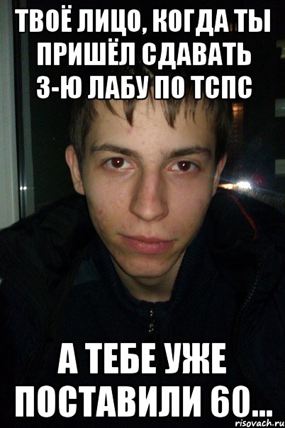 Твоё лицо, когда ты пришёл сдавать 3-ю лабу по ТСПС А тебе уже поставили 60...