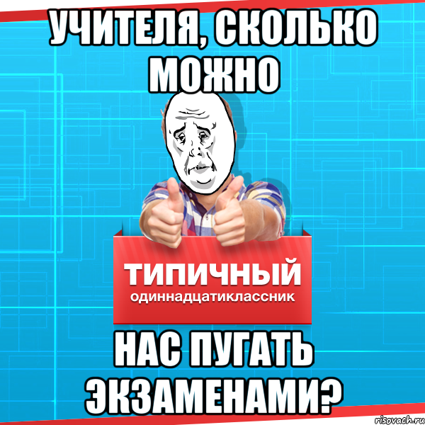 Учителя, сколько можно нас пугать экзаменами?, Мем Типичный одиннадцатиклассник