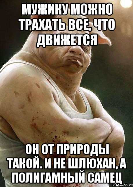 мужику можно трахать все, что движется он от природы такой. и не шлюхан, а полигамный самец