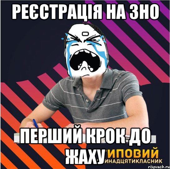 реєстрація на зно - перший крок до жаху, Мем Типовий одинадцятикласник