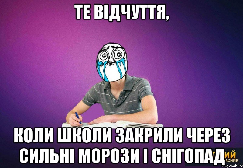 те відчуття, коли школи закрили через сильні морози і снігопад